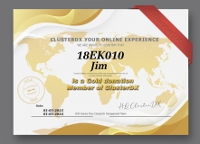 18EK010 Jim's Clusterdx Gold Membership Certificate
